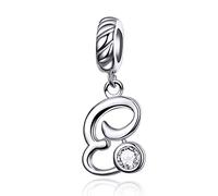 LaMenars Letras Colgantes de Alfabeto A-Z Abalorios Charms Originales Plata de Ley 925 con Circonita Cúbica para Pandora & Europeo Pulseras Brazaletes Collares para Mujer (Letter E)