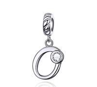 LaMenars Letras Colgantes de Alfabeto A-Z Abalorios Charms Originales Plata de Ley 925 con Circonita Cúbica para Pandora & Europeo Pulseras Brazaletes Collares para Mujer (Letter O)