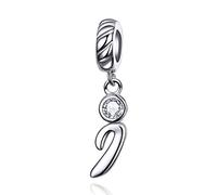 LaMenars Letras Colgantes de Alfabeto A-Z Abalorios Charms Originales Plata de Ley 925 con Circonita Cúbica para Pandora & Europeo Pulseras Brazaletes Collares para Mujer (Letter I)