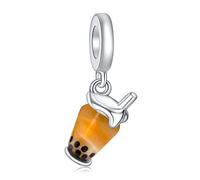 LaMenars Murano Glass Bubble Tea Charm 925 Cuentas de plata esterlina Se adapta a Pulseras, Halloween Cumpleaños Joyas Regalos Mujeres Niñas