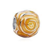 LaMenars Yellow Rose in Bloom Charm per Braccialetti in Argento Sterling 925 Charms Donna Mother's Day Birthday Anniversary Jewelry for Girls Wife