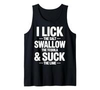 Lamer Sal Tragar Tequila Chupar Lima Bebida Divertida Camiseta sin Mangas