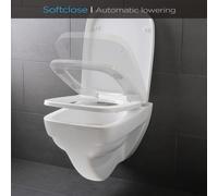 Dombach® Lamera Premium - Tapa WC Universal, Blanco, Forma Cuadrada, Duroplástico, Cierre Automático y Suave, Desmontable, Amortiguada