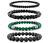 Lameybrt 4 pulseras elásticas con piedra natural para hombre, Eine Grösse, Gema, No es una piedra preciosa