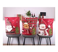 LAMF Juego de 6 fundas para sillas, 3D, Papá Noel, muñeco de nieve, alce para silla de Navidad, tapa trasera, cocina, comedor, silla, juego de fundas para vacaciones, decoraciones