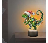Lámfora de pintura de diamantes DIY con luces LED de acrílico doble cara lámfora de Navidad dinosaurio pintura de diamantes lámfora de noche de diamantes fora adultos principiantes