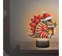 Lámfora de pintura de diamantes DIY con luces LED de acrílico doble cara lámfora de Navidad dinosaurio pintura de diamantes lámfora de noche de diamantes fora adultos principiantes