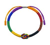LAMIBEE Pride Infinity Love Wins, LGBTQAI+ Pride Love Wins - Pulseras tibetanas con cuerda de surfista LGBTQ para él y ella, mujeres y hombres, apoyo a la comunidad LGBTQ, 7.5 inches - 11 inches, Tela