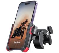 Lamicall Soporte Móvil Bicicleta 【1S Liberación】 360° Rotación, Soporte Móvil Moto Manillar para iPhone 17 Pro MAX Air, 16/15/14/13/12 Pro MAX Mini XS XR, Samsung, Xiaomi y 4.7-6.8” Smartphone, Rojo