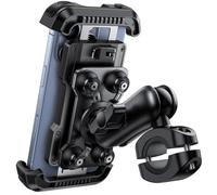 Lamicall Soporte Móvil Moto - [Doble Antivibración] Brazo Extensible Metálico, Soporte Móvil Bicicleta Antirrobo, 2 x 360° Giratorio Soporte de Manillar, para iPhone 16 15 y Smartphone de 4,7-6,8"
