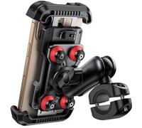 Lamicall Soporte Móvil Moto - [Doble Antivibración] Brazo Extensible Metálico, Soporte Móvil Bicicleta Antirrobo, 2 x 360° Giratorio Soporte de Manillar, para iPhone 16 15 y 4,7-6,8" Smartphone, Rojo