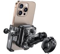 Lamicall Soporte Móvil Moto - [Metal Completo] [Antivibración] [Brazo Extensible] Antirrobo, 2 x 360° Rotación, Soporte Móvil Bicicleta de Manillar, para iPhone 16 15 y Otro Smartphone de 4,7-7,2"