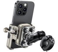 Lamicall Soporte Móvil Moto - [Metal Completo] [Antivibración] [Brazo Extensible] Antirrobo, 2 x 360° Rotación, Soporte Móvil Bicicleta de Manillar, para iPhone 16 15 y Otro Smartphone de 4,7-7,2"