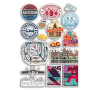 Lámina A4 Pegatinas de vinilo de Ámsterdam - Holanda, Países Bajos, Mapa de la bandera de la playa de la ciudad, Maleta de vacaciones, Maleta, álbum de recortes, Cultura, Viajes #78876