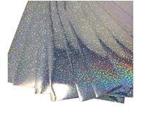 Lámina adhesiva DIN A4 autoadhesiva para manualidades, para artistas, para plóter, con holograma y purpurina, para bricolaje (copos plateados, juego de 10 láminas DIN A4)