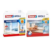 Lámina aislante para ventanas tesa tesamoll Thermo Cover y tesamoll Premium Flexible: junta de silicona autoadhesiva para aislar huecos en ventanas y puertas, transparente