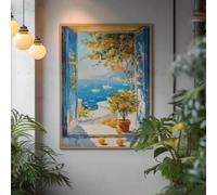 Lámina al estilo de Henri Matisse, ventana abierta, vista de la costa mediterránea, decoración para el hogar, sala de estar, dormitorio, cocina (20x30cm/Sin marco)