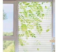 Lámina autoadhesiva estática para ventana, película de privacidad a rayas con patrón de flores, película de vidrio esmerilado para el hogar, la oficina y la cocina, película decorativa opaca anti-UV