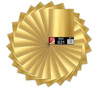 Lámina autoadhesiva para plóter DIN A4, 29,7 x 21 cm cada una, 621/631, lámina de vinilo para trazado, para manualidades, pegatinas (dorado mate, juego de 25)