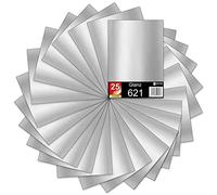 Lámina autoadhesiva para plóter DIN A4, 29,7 x 21 cm cada una, 621/631, lámina de vinilo para trazado, para manualidades, rotulación, pegatinas (gris plateado brillante, juego de 25)