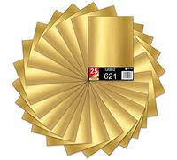 Lámina autoadhesiva para plóter DIN A4, 29,7 x 21 cm cada una, 621/631, lámina de vinilo para trazado, para manualidades, rotulación, pegatinas (dorado brillante, juego de 25)