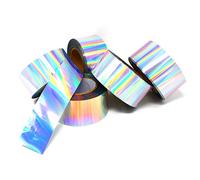 Lámina de 50 m x 5 cm, transparente, holograma, sección Oilslick plata efecto arco iris, lámina adhesiva para manualidades DIY