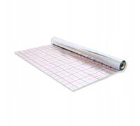 Lámina de aluminio de 0,105 mm para calefacción por suelo radiante, rollo de 50 m², 1,02 x 50 m, barrera de vapor, reflexión térmica, aislamiento acústico, base de aluminio con rejilla de 5 cm