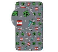 Minecraft - Sábana bajera ajustable para niños, 100 % algodón, tamaño individual 90 x 200 + 25 cm, sábana de algodón suave y transpirable con esquinas elásticas, ropa de cama de jugadores de Minecraft