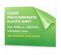 Lámina de policarbonato de alta calidad de 4 mm, 610 mm x 457 mm, lámina de plástico transparente, ideal para invernaderos y ventanas de cobertizo. Hojas de policarbonato hasta 20 veces más fuertes