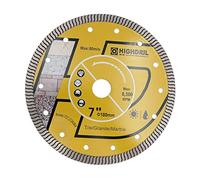 Lamina de sierra de diamante HIGHDRIL - Hoja de azulejo de diamante de 180 mm con mandril de 22,23 mm, disco de corte seco o húmedo para azulejos de porcelana, cerámica, granito, mármol, material duro