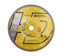 Lamina de sierra de diamante HIGHDRIL - Hoja de azulejo de diamante de 250MM con mandril de 25.4MM, disco de corte seco o húmedo para azulejos de porcelana, cerámica, granito, mármol y material duro