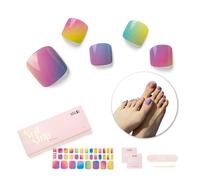 Lámina de uñas para uñas de los pies, gel semiendurecido, autoadhesiva, resistente a los rayos UV, 32 unidades, regalos para mujeres, niñas, arcoíris
