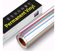 Lámina de vinilo autoadhesiva para plóter, 30,5 cm x 305 cm, resistente al agua, rollos de vinilo permanente para Cricut, Silhouette Cameo, pegatinas (plata holográfica)