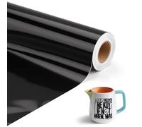 Lámina de vinilo autoadhesiva para plóter de 30,5 cm x 500 cm, lámina de plóter, color negro brillante, resistente al agua, autoadhesiva, lámina adhesiva permanente para coche, lámina para Cricut