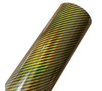 Lámina de vinilo con efecto fibra de carbono, Abrigo del vinilo de la fibra de carbono con tamaños múltiples multicolores autoadhesivos del lanzamiento del aire(Gold,30cm x 152cm)