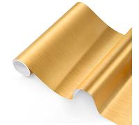 Lámina de vinilo holográfica cromada de Oro cepillado, 30,5 x 250 cm Cepillada metálico adhesivo permanente Gold rollo para manualidades, herramientas Silhouette Cameo Cricut