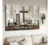 Lámina decorativa de estilo rústico con motivos religiosos para pared de casa de campo. Póster artístico estético en lienzo para sala de estar (50x70cm/Sin marco).