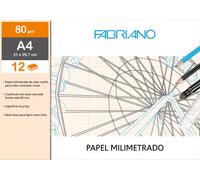 Lamina fabriano milimetrado 80 gr. mini-pack de 12 a4