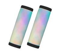 Lámina holográfica con textura de arcoíris muy hermosa, 2 piezas de fundas para asas de equipaje, cubiertas suaves y cómodas para asas de equipaje. Etiqueta para equipaje.