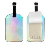 Lámina holográfica con textura de arcoíris muy hermosa,Etiquetas de equipaje de cuero sintético con nombre, etiquetas de viaje duraderas, 2 unidades