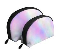 Lámina holográfica de Papel Iridiscente Muy Hermosa, Bolsa de Maquillaje de Concha, Monedero pequeño para Mujer, Bolsa de artículos de tocador, Bolsa de cosméticos, 2 Piezas