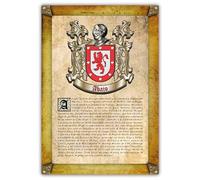 Lámina impresa para cuadro con origen e historia de 1 apellido + certificado de garantía + Archivo PDF -impresiones ilimitadas-. Regalo personalizado aniversario, boda | Diseño pergamino antiguo