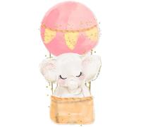 Lámina infantil elefante en globo rosa
