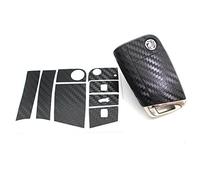 Lámina para llave K142 para 3 botones, cubierta de lámina para llave de coche - Finest Folia, estuche, protector de llave (Negro Carbon)