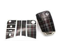 Lámina para llave K142 para 3 botones, cubierta de lámina para llave de coche - Finest Folia Estuche, protector de llave (Jacky patrón de tela rojo)