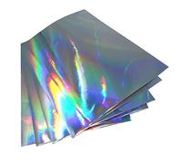 Lámina para manualidades DIN A4, autoadhesiva, lámina para plóter, holograma brillante, para manualidades (holograma plateado, juego de 5 hojas DIN A4)
