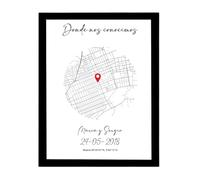 Lamina personalizada ideal para regalo mujer , pareja, novio, boda, impreso en papel fotográfico a todo color, incluye marco de madera,sorprende con un detalle único (Redondo, Marco Negro, 21x30)