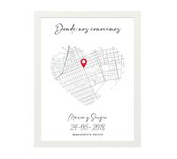 Lamina personalizada ideal para regalo mujer , pareja, novio, boda, impreso en papel fotográfico a todo color, incluye marco de madera,sorprende con un detalle único (Corazón, Marco Blanco, 15x21)