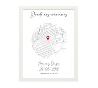 Lamina personalizada ideal para regalo mujer , pareja, novio, boda, impreso en papel fotográfico a todo color, incluye marco de madera,sorprende con un detalle único (Redondo, Marco Blanco, 18x24)