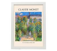 Lámina poster de Artists Garden en Vetheuil Cuadros decorativos para tu salón, hogar. Estampados de arte de pared. Impresiones de pared estética inspiradas en Claude Monet A3 con marcos blancos